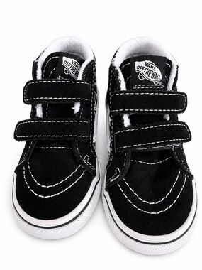Vans Kids Black & White Velcro Skate Sneakers